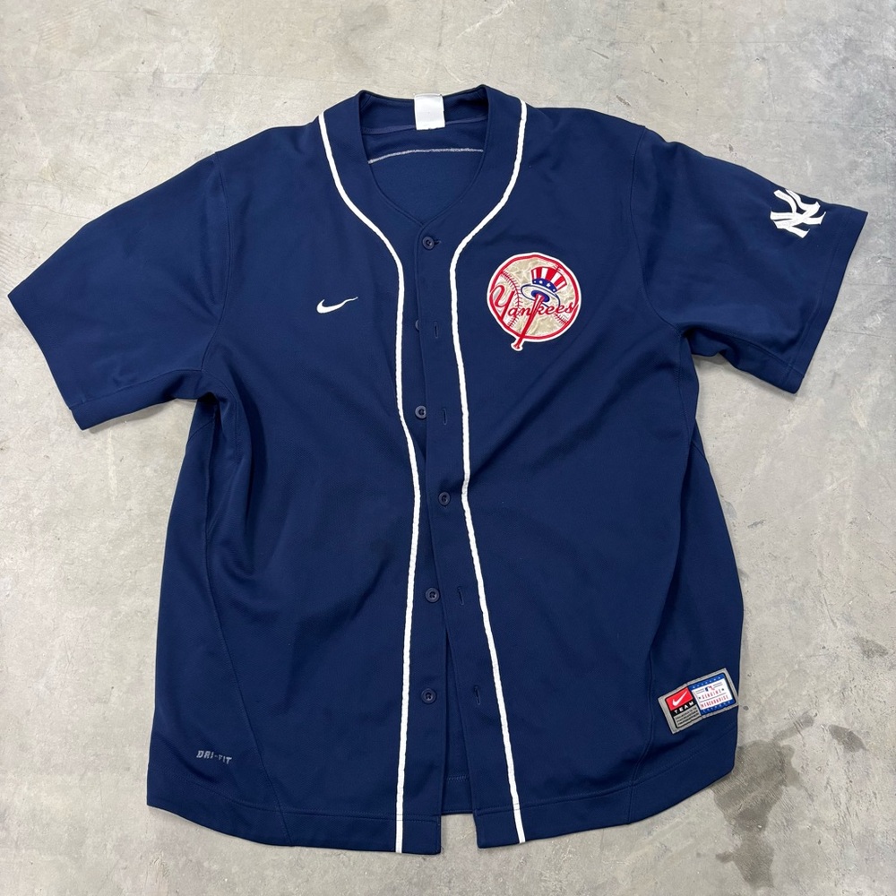 Nike‎ MLB Yankees Jersey Navy Blue Men's XL Dri Fit Button Up #13 Rodriguez